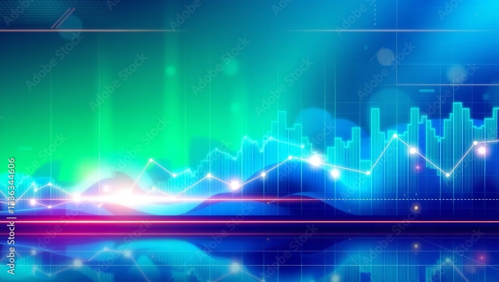 Aufkleber abstract digital graphic of financial data charts with glowing lines and points.