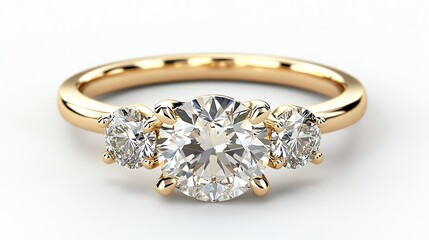 Elegant gold engagement ring with diamonds.