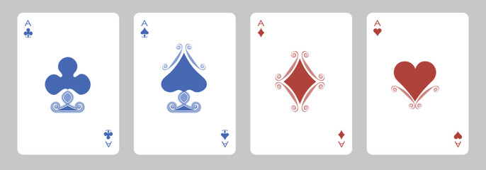 Classical Greek-inspired poker card figures and aces. Greek myth playing cards, Diamonds, Clubs, Hearts, and Spades.