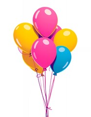 Obraz premium Bunch of Colorful Party Balloons Floating on a White Background