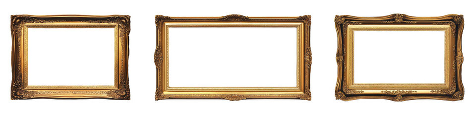 [Transparent Background PNG]Antique Gold Picture Frames Set