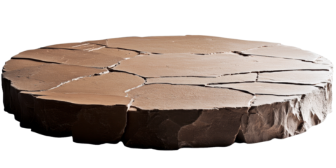 [Transparent Background PNG]Circular Stone Slab with Intricate Fractures