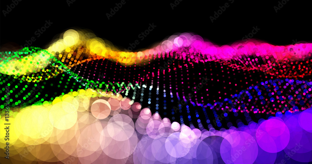 Poster wave pattern vector. 3d glowing abstract digital particles background. technology concept. abstract 
