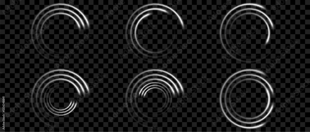 Poster set of circles with neon line creating a round frame and a round portal. abstract background depicti