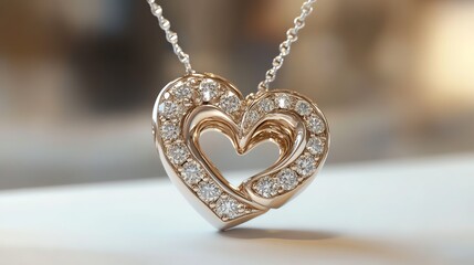 Elegant heart-shaped necklace with diamonds.