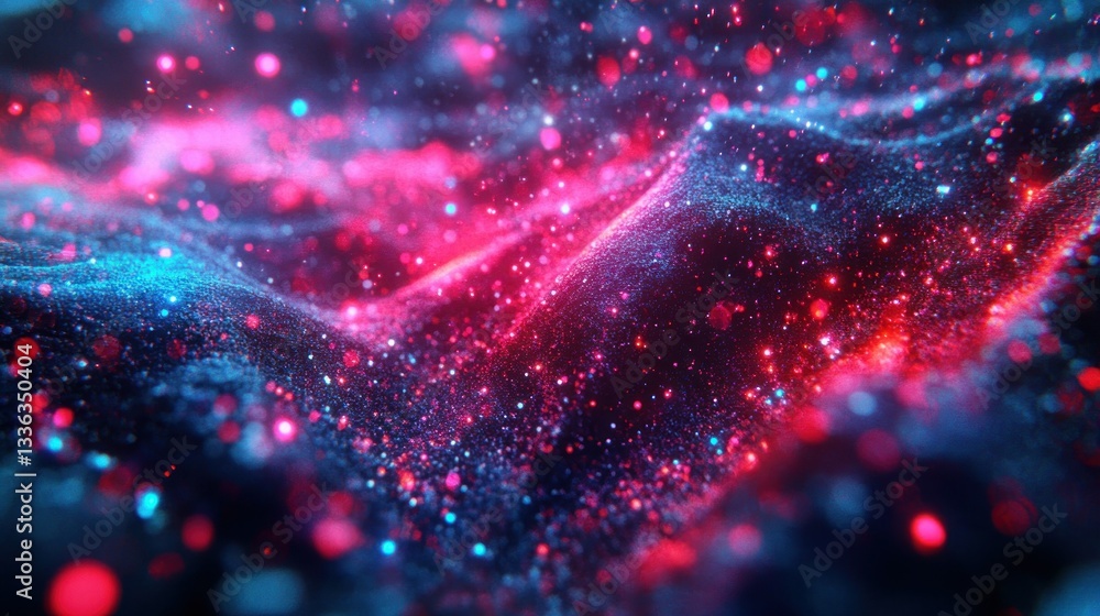 Poster Colorful luminous particles create an abstract patterned and textured scene