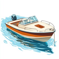 Nautical Adventure: Colorful Boat Clip Art Depicting Marine Travel and Serenity on the Water