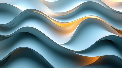 Obraz premium Abstract waves in soft blue and orange tones create a fluid, dynamic visual effect.