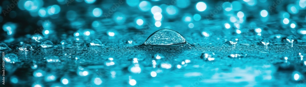 Poster Many tiny water droplets are resting on a textured surface