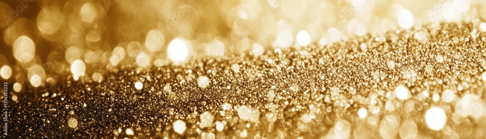 Poster A glittering abstract background with golden textures and bokeh effects