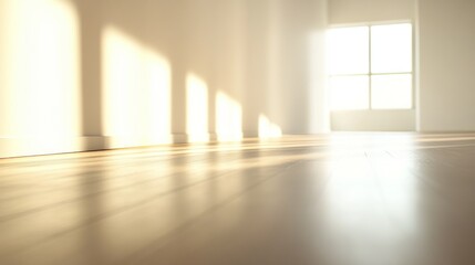 Sunlight streams across a wooden floor in an empty room