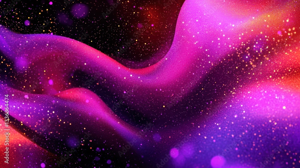 Poster Abstract swirling colorful textured design with sparkling particle details