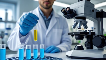 Fototapeta premium Researcher performing experiments in a science lab