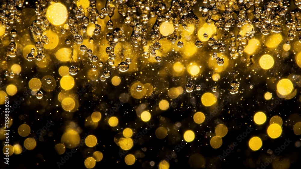 Poster Golden Bubbles And Bokeh Create A Festive And Abstract Background