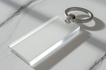 Stunning mockup of a white acrylic keychain, perfect for showcasing.
