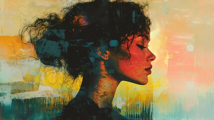 A futuristic cybernetic woman with sleek armor and augmented reality interface, symbolizing high-tech advancement in a cyberpunk book illustration style.