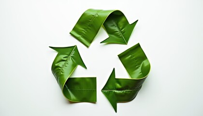 A green recycling symbol made of lush leaves signifies eco-friendly practices and sustainability, emphasizing environmental conservation, ideal for celebrating World Environment Day
