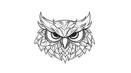 Obraz premium Owl line drawing sketch. Abstract line art, Black and white for drawing or coloring, illusration