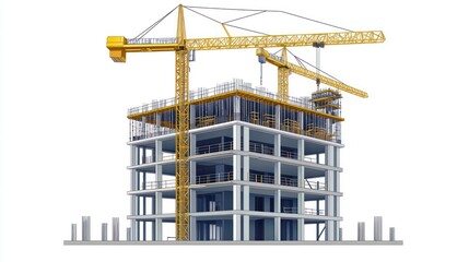 Construction site with cranes and building under construction