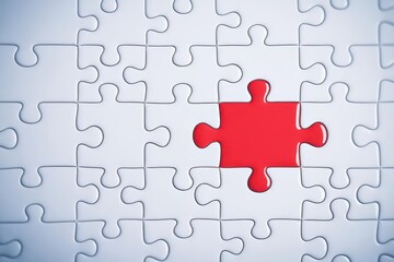 Obraz premium A puzzle piece with a red piece missing