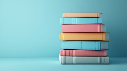 3D Render of Books for Education Concept: A neat stack of books arranged in 3D, representing education, online learning, or academic content. Ideal for education-related platforms, app 