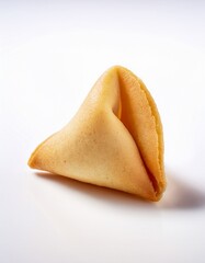  A single fortune cookie on a pure white background.