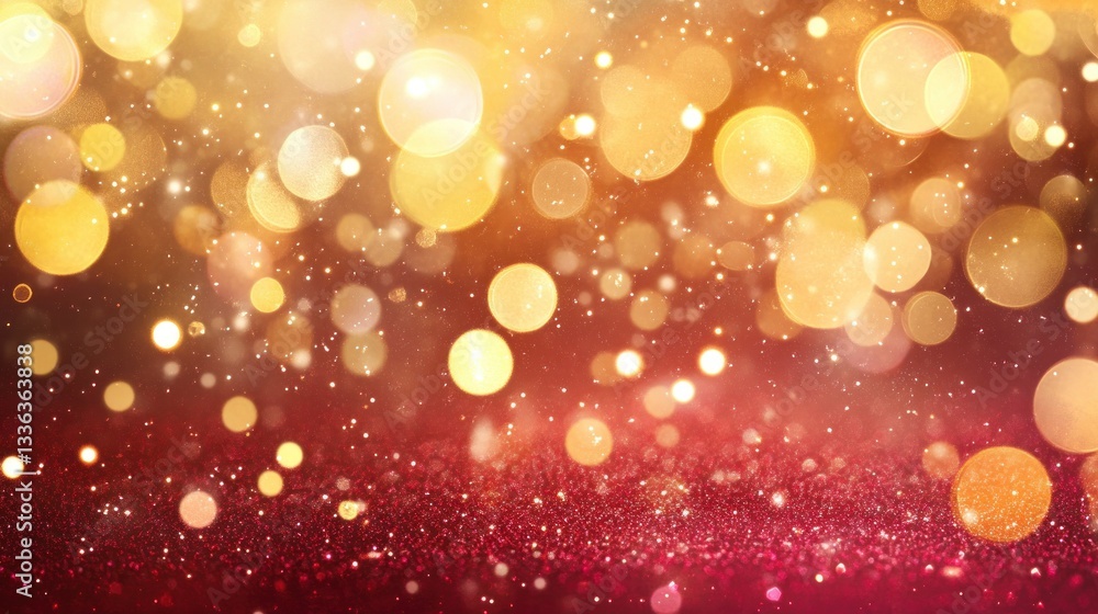 Poster Soft bokeh lights and sparkling glitter create an ethereal background