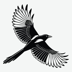 Magpai fliying image silhouette design vector art and illustration