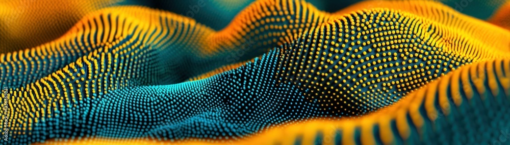 Poster Abstract representation of colorful dots arranged in wavy formations