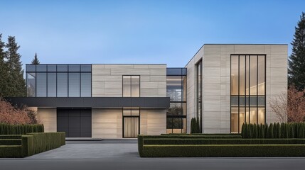 A Modern Architectural Home Design With Stone And Glass Exterior