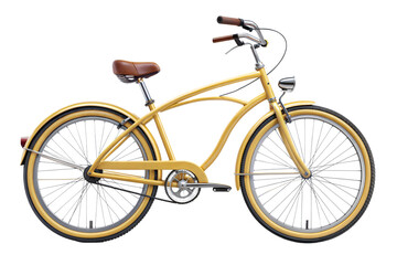 3d render yellow bicycle cruiser bike ride isolated on white background png