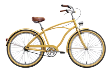 Fotobehang 3d render yellow bicycle cruiser bike ride isolated on white background png © Design Splash
