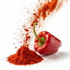 red paprika powder flying