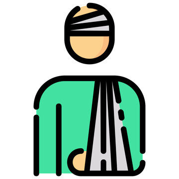 injured person with head bandage and sling clip art preview