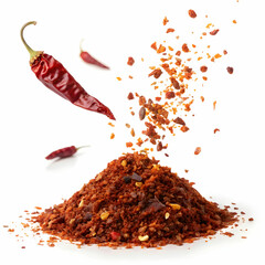 spicy chili red pepper flakes flying chopped