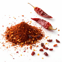 spicy chili red pepper flakes flying chopped