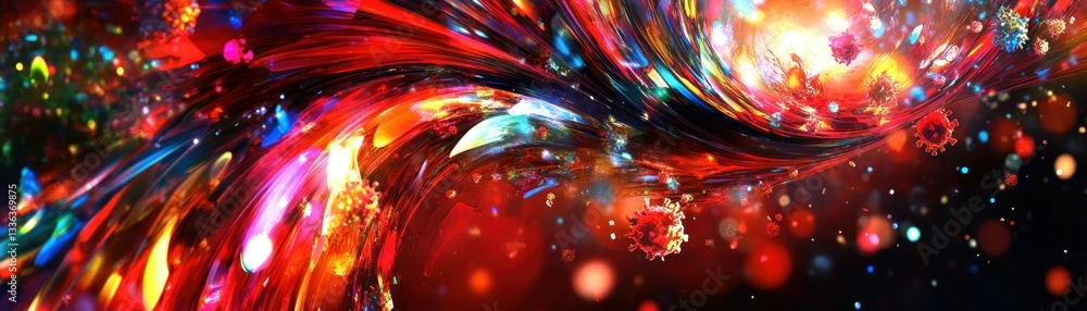 Poster A vibrant and swirling abstract image filled with color and movement