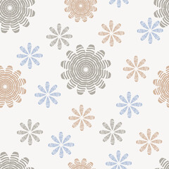 seamless pattern with brown theme snowflakes flower patterns
