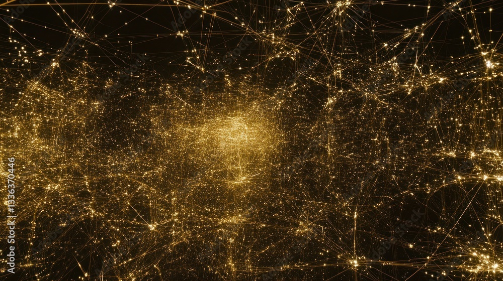 Poster A connected network of glowing nodes and connecting lines on black background