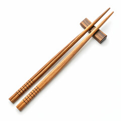 wooden chopsticks on white background
