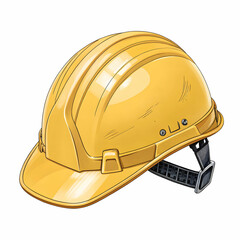 yellow safety construction helmet on white background