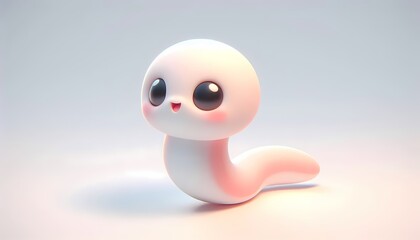 Charming 3D baby eel swimming playfully with curved body and friendly look