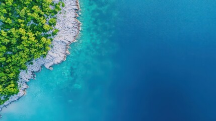 Aerial view of rocky coastline on Coki Baska Island, Croatia