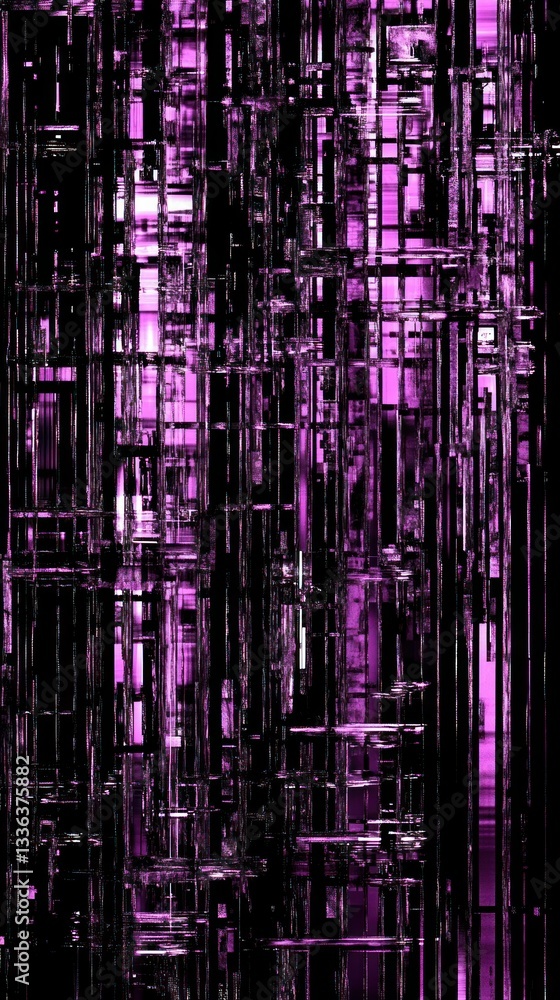 Poster Abstract composition of vertical lines and rectangles with color variance