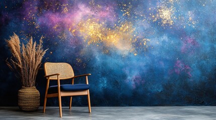 A cozy scene featuring a chair and decorative elements