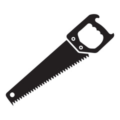 Black Hand Saw Silhouette Vector Illustration for Carpentry Projects