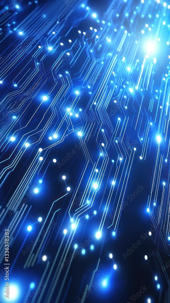 Poster An illuminated modern circuit board with multiple light components