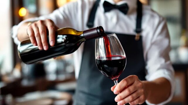 waiter serving wine