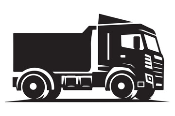 Silhouette of heavy construction dump truck vector illustration graphic