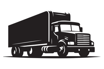 Detailed silhouette of trailer truck vector illustration for logistics © Creative Image  